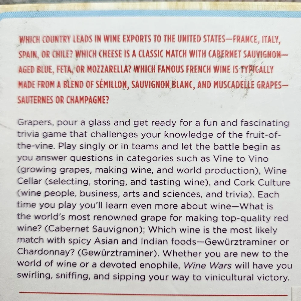 Wine Wars Trivia Game Card Game - Picture 15 of 16